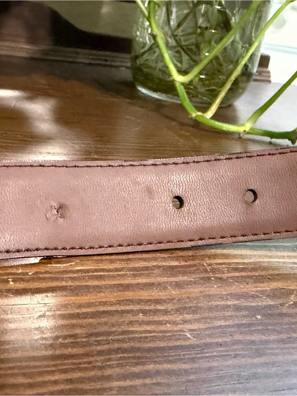 Men's Vintage Dark Brown Croc-Embossed Glazed Finish Leather Belt Sz 50